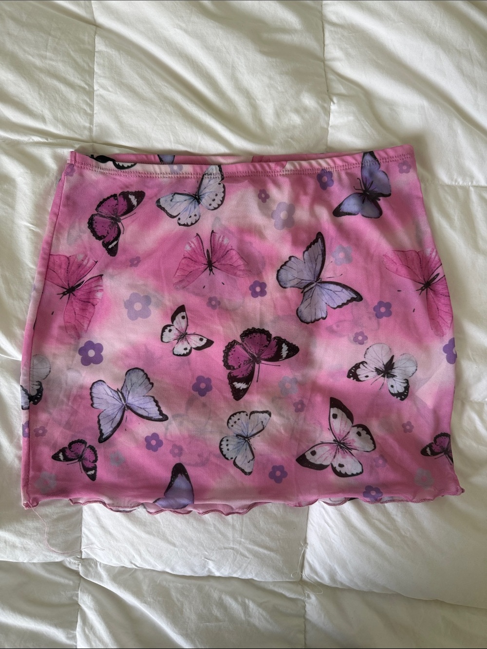 iHeartRaves Pink Butterfly Mesh Mini Skirt small